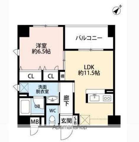 VILLA SOUND(1LDK/7階)の間取り写真