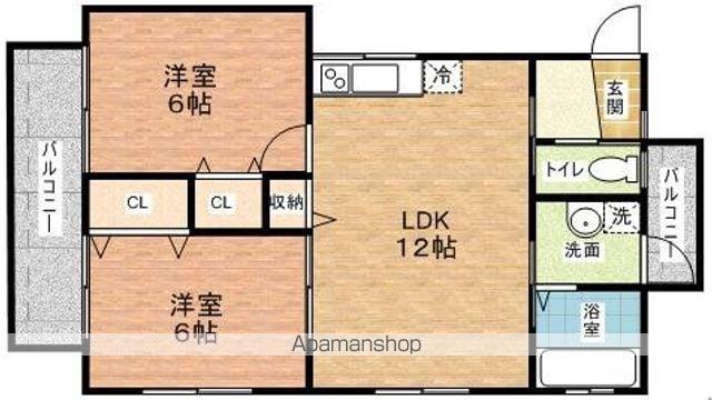 クーズアベニュー(2LDK/2階)の間取り写真