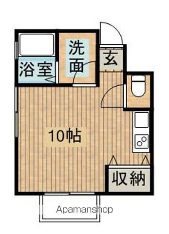 センチュリー21金田 F棟(ワンルーム/1階)の間取り写真