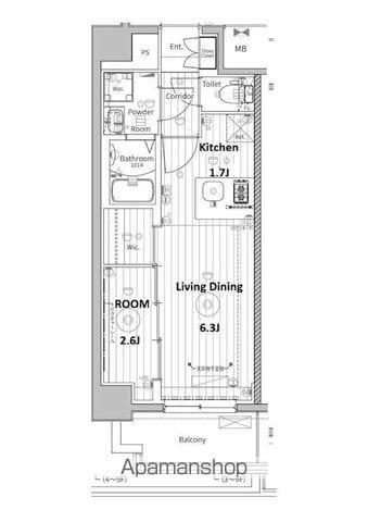 メイクスアート浄心(1LDK/4階)の間取り写真