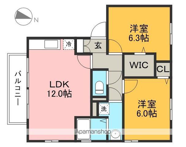 ルピナスかもべ(2LDK/2階)の間取り写真