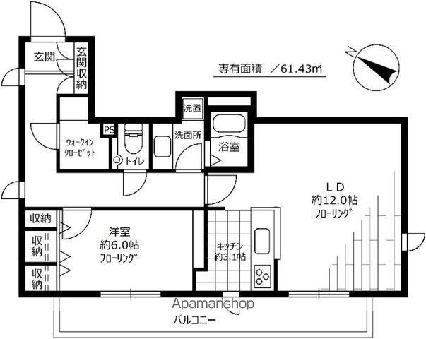 シャンブル向丘(1LDK/3階)の間取り写真