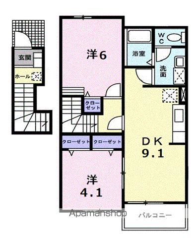 ライトホームズ(2DK/2階)の間取り写真