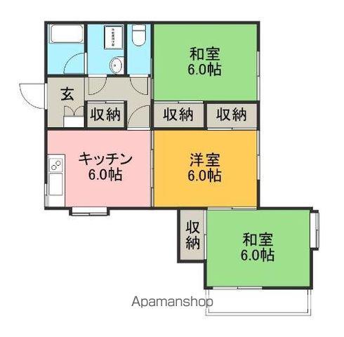 ハイムながみち(3DK/1階)の間取り写真
