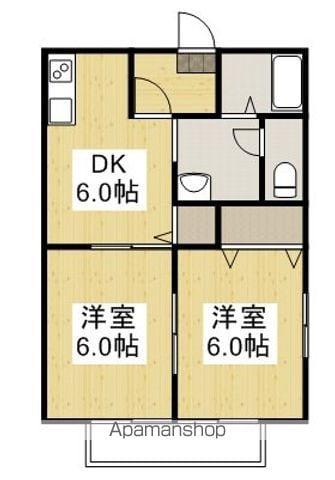 ペアライフ新湯野(2DK/2階)の間取り写真