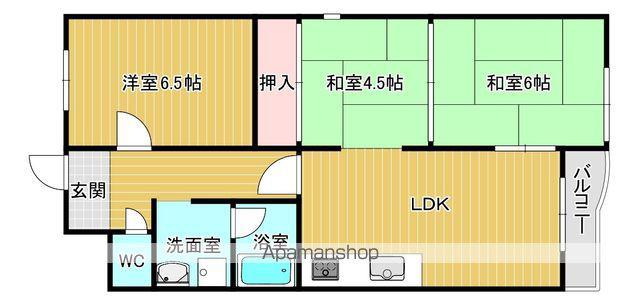コートフラッツタナベ2号棟(3LDK/2階)の間取り写真