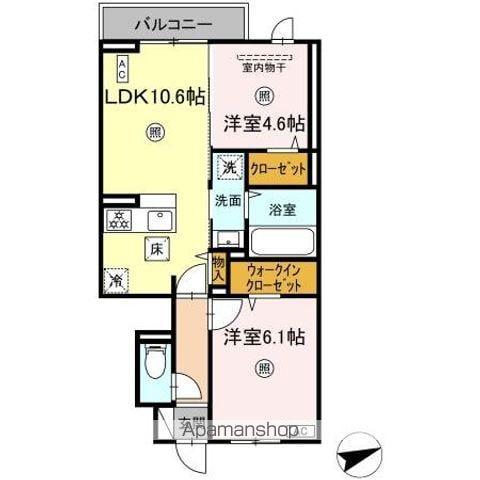 D-ROOM赤間駅前II(2LDK/1階)の間取り写真