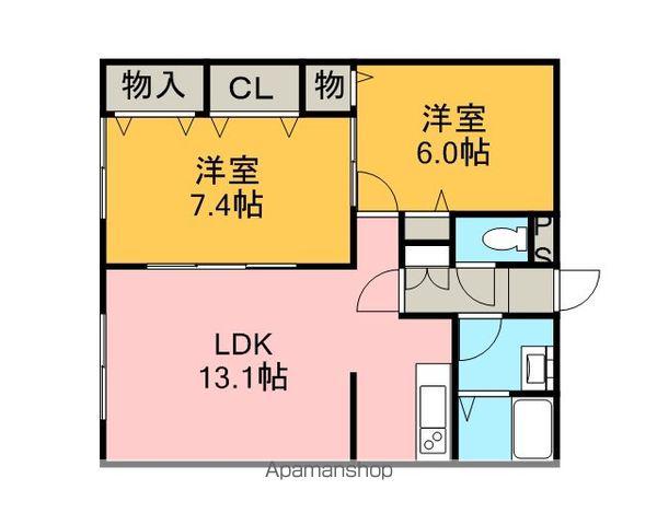 リバティ黄金(2LDK/2階)の間取り写真