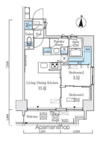 シーズンフラッツ錦糸町ウエスト(2LDK/7階)の間取り写真