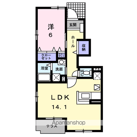 ル コルヌイエB(1LDK/1階)の間取り写真