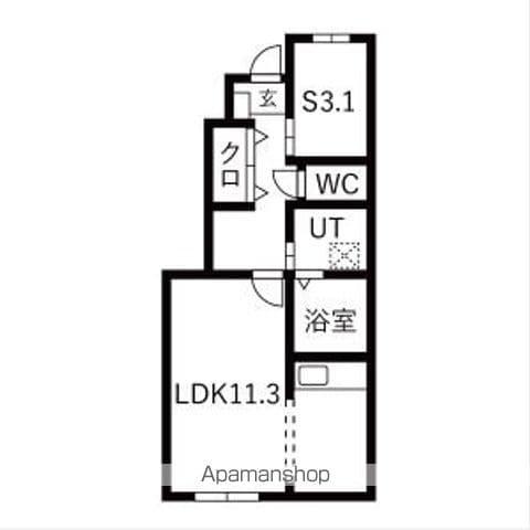 ほのむB棟(1K/1階)の間取り写真