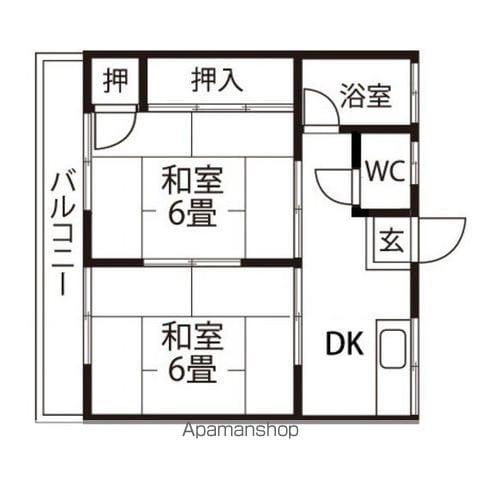 シティーハイム山の寺(2DK/2階)の間取り写真
