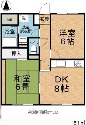 メゾン城西(2DK/2階)の間取り写真