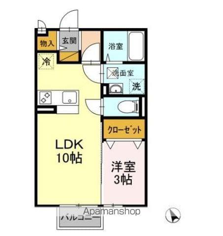 クロスクローバー Ⅱ(1LDK/2階)の間取り写真