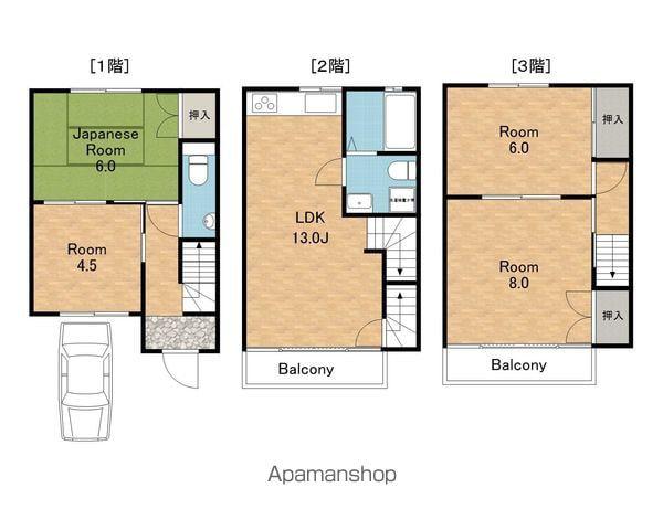 泉佐野市羽倉崎二丁目テラスハウスKI(4LDK)の間取り写真