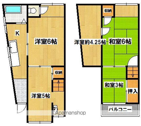 西野110−31テラスハウス 左(5K)の間取り写真