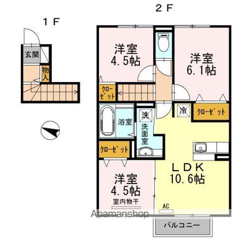 ルーシェリアフクマ(3LDK/2階)の間取り写真
