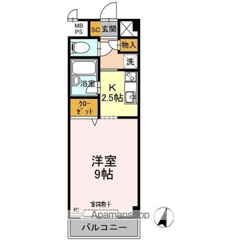 グリーンリバティー新蔵(1K/2階)の間取り写真