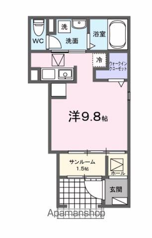 ソルクレストⅡ(ワンルーム/1階)の間取り写真