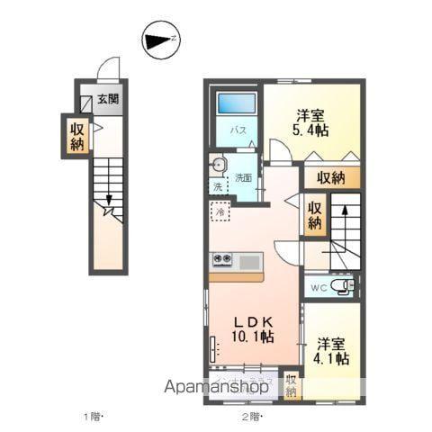 ラポムフルール(2LDK/2階)の間取り写真