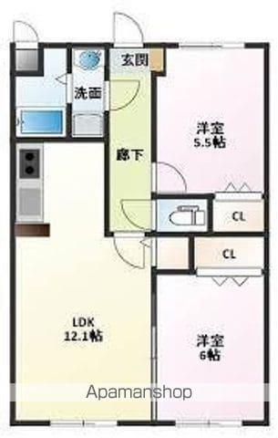プランドール・ナカ(2LDK/1階)の間取り写真