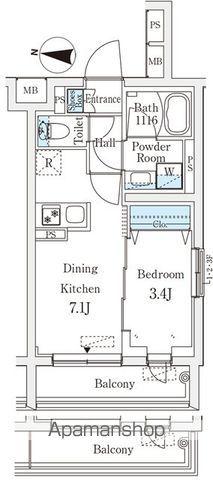 ラティエラ品川西大井(1DK/4階)の間取り写真
