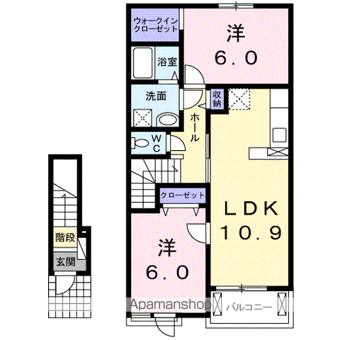 HEART未来Ⅱ B(2LDK/2階)の間取り写真