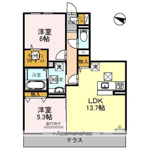 ノース COAST(2LDK/1階)の間取り写真