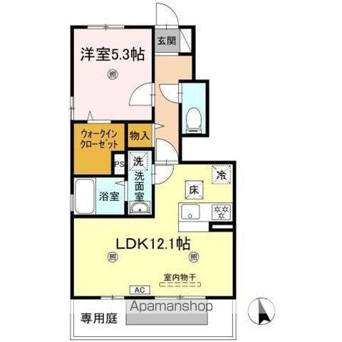 シャインポート屋島Ⅳ A棟(1LDK/1階)の間取り写真