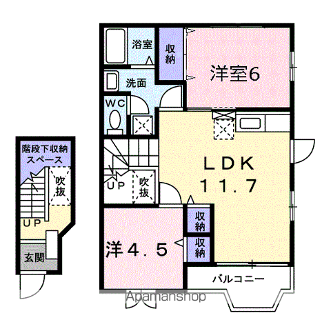 メゾン桜小路(2LDK/2階)の間取り写真