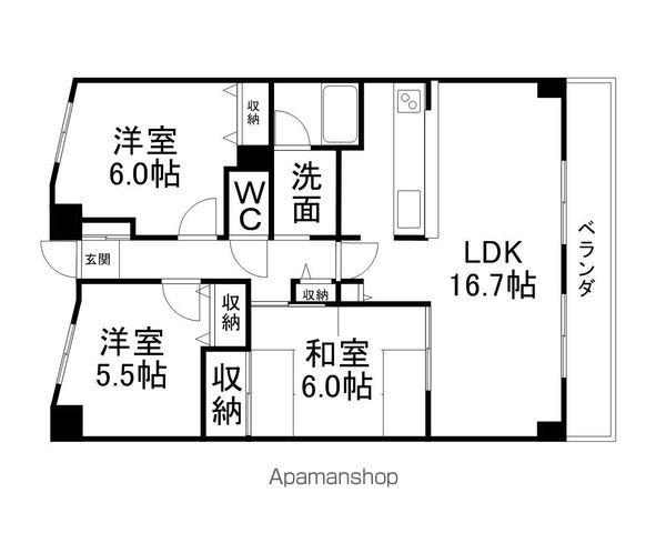 忠兵衛ビル晴嵐(3LDK/4階)の間取り写真