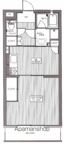 リッツ・東静岡(1DK/3階)の間取り写真