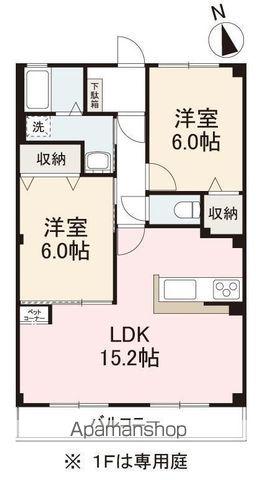 フォブールK.K(2LDK/2階)の間取り写真