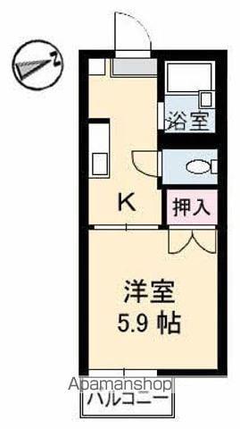 スィングル城北(1K/2階)の間取り写真