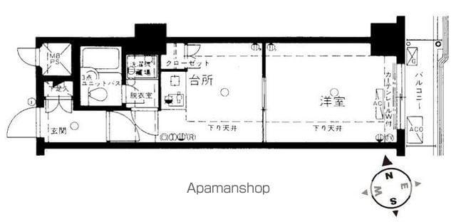 ライオンズガーデン新宿(1DK/6階)の間取り写真