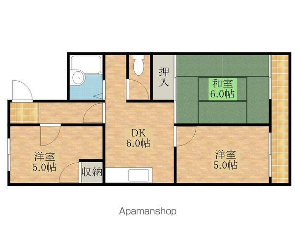 プレジデントハイツ東岸和田(3DK/2階)の間取り写真