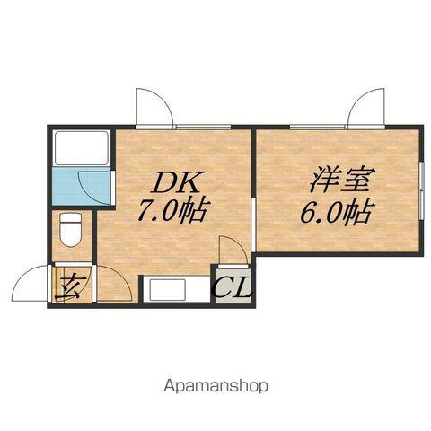 キラメック元町東 1号館(1DK/2階)の間取り写真