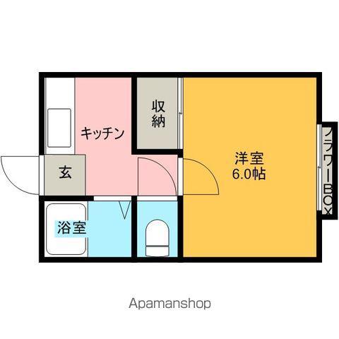 ハイツリバーサイドⅢ(1K/1階)の間取り写真