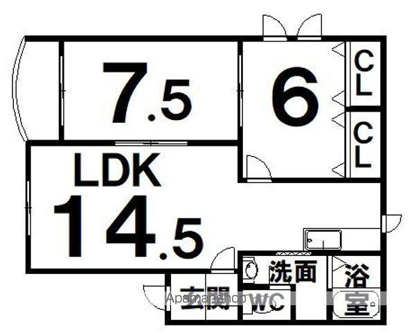 ピュアクレール(2LDK/1階)の間取り写真
