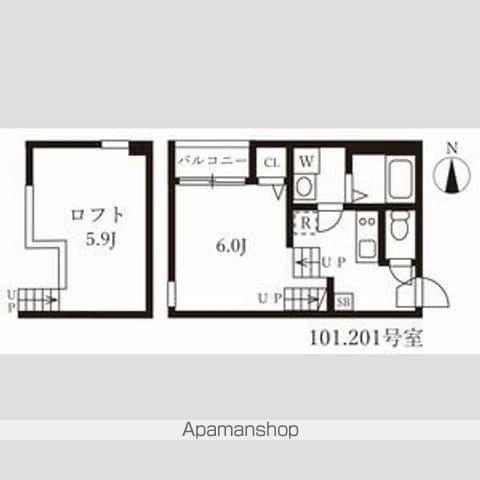 カーサルーチェ黄金(1K/2階)の間取り写真
