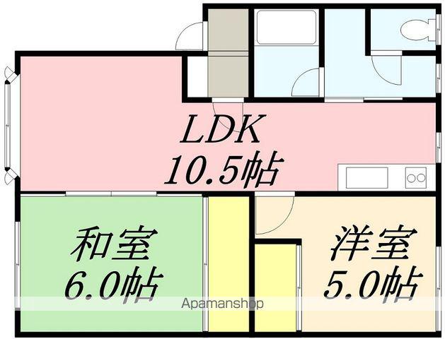 高丘第8桧荘(2LDK/2階)の間取り写真