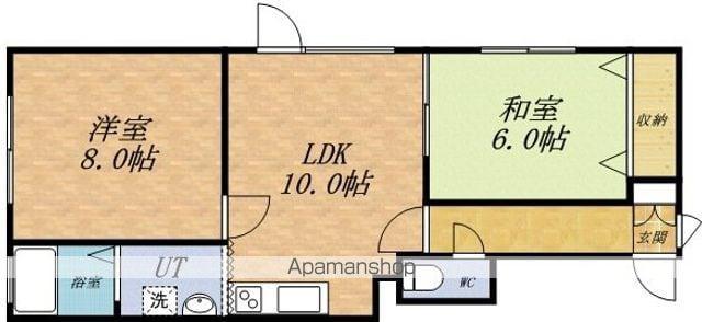 稲穂コーポⅡ(2LDK/2階)の間取り写真