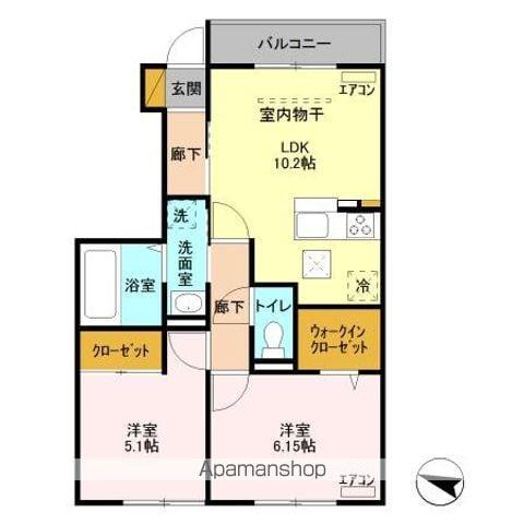 LA CRECE SW(2LDK/1階)の間取り写真