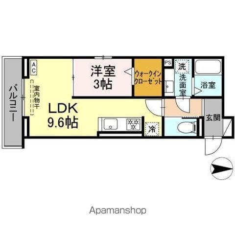 CELESTE(1LDK/3階)の間取り写真