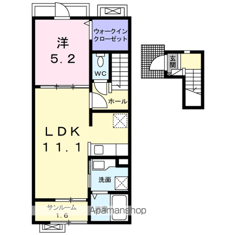グランレーヴ(1LDK/2階)の間取り写真