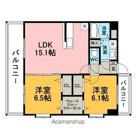 アヴァンセ吉塚(2LDK/9階)の間取り写真