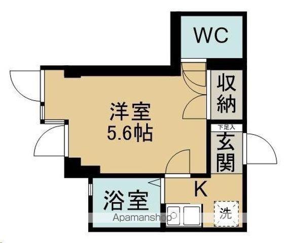 ベルシオン仙台第1(1K/1階)の間取り写真