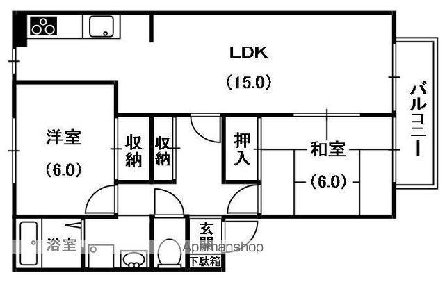 デュバンドーレ(2LDK/1階)の間取り写真