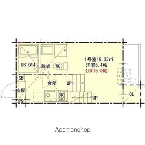 ハーモニーテラス山田Ⅱ(1K/2階)の間取り写真