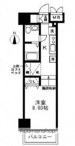 レジディア上野御徒町(1K/12階)の間取り写真